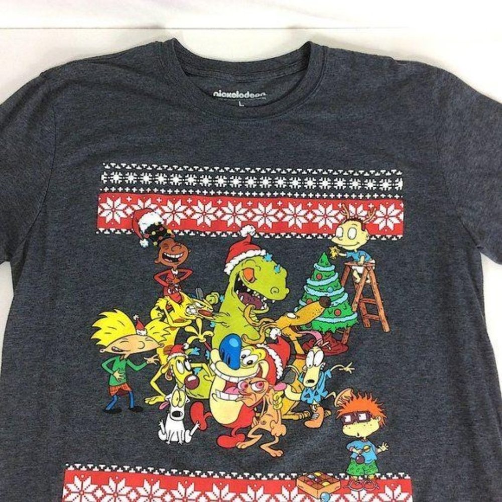 4/$25 Nickelodeon 90s Cast T Shirt Retro Graphic Cartoon Ugly Christmas Men L - Picture 7 of 8